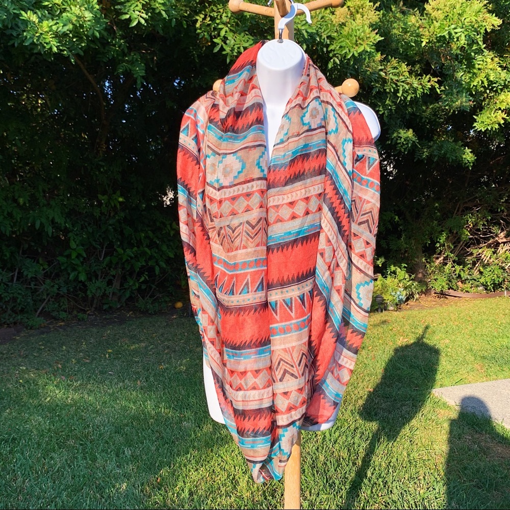 pink/blue shape patterned infinity scarf